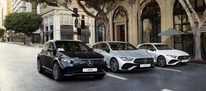 3 Mercedes-Benz Fahrzeuge mit unterschiedlichem Antrieb